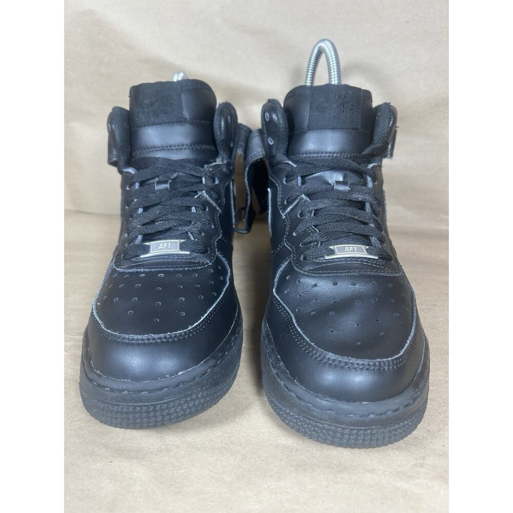 Nike Air Force 1 Mid Black Sneakers, Size 5.5Y / 7W 314195-004 - Picture 5 of 11